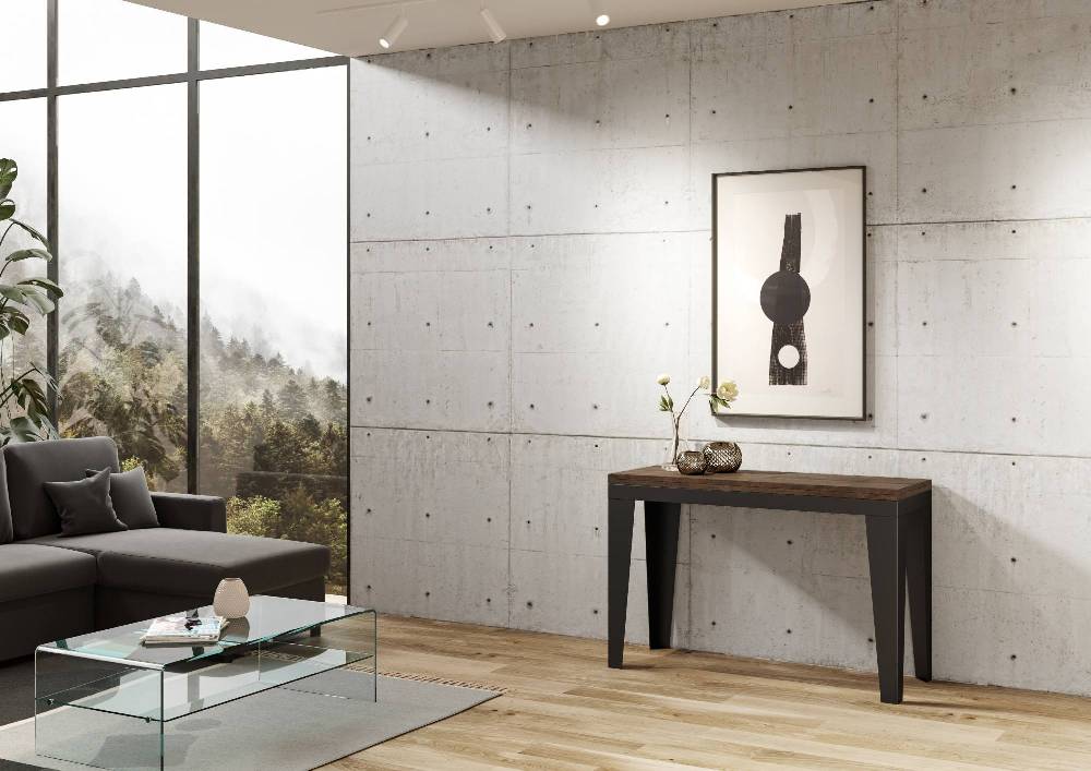 Itamoby Tavolo Flame Double Noce 120×45 Aperto 120×90 Gambe/telaio Antracite