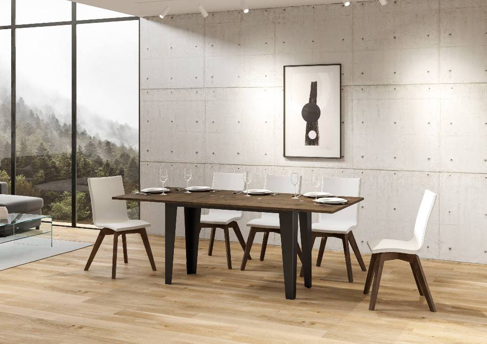 Itamoby Tavolo Flame Double Noce 120×45 Aperto/Allungato 120×90/200×90 Gambe/telaio Antracite