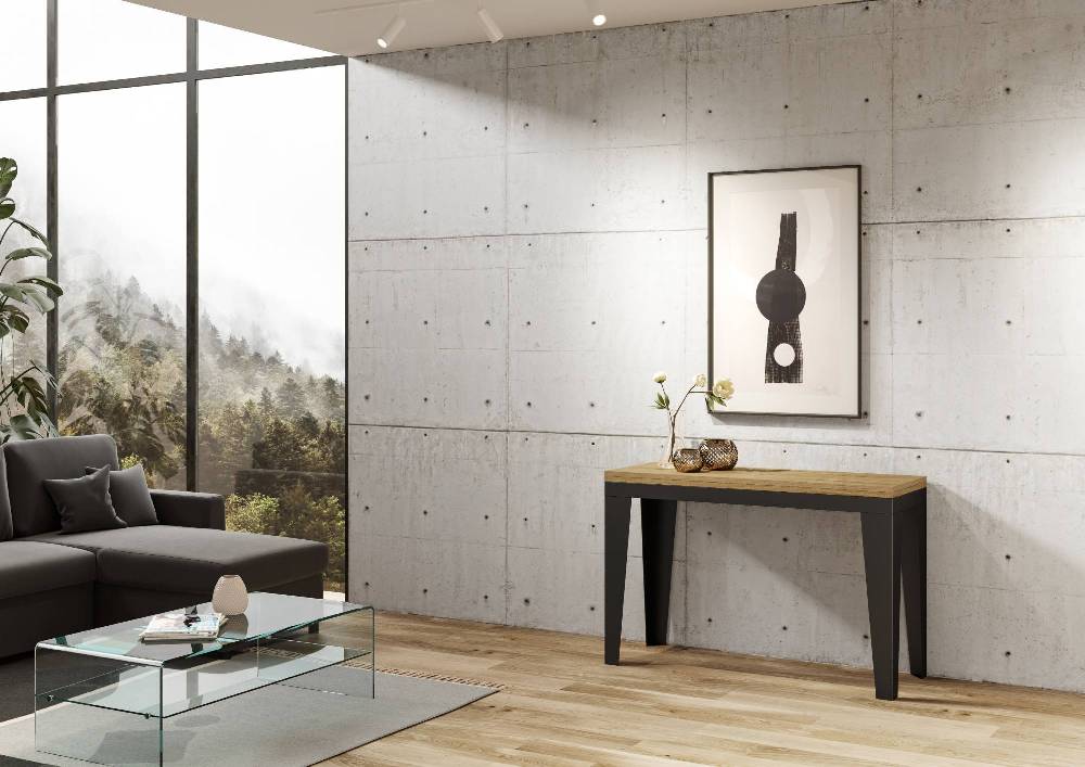 Itamoby Tavolo Flame Double Quercia Natura 120×45 Aperto 120×90 Gambe/telaio Antracite