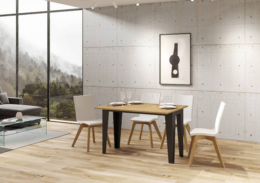 Itamoby Tavolo Flame Double Quercia Natura 120×45 Aperto 120×90 Gambe/telaio Antracite