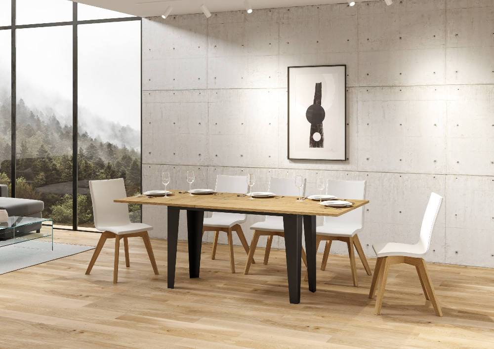 Itamoby Tavolo Flame Double Quercia Natura 120×45 Aperto/Allungato 120×90/200×90 Gambe/telaio Antracite