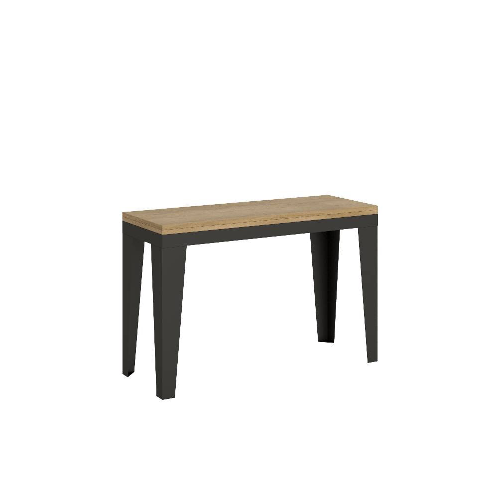 Itamoby Tavolo Flame Double Quercia Natura 120×45 aperto/Allungato 120×90/200×90 gambe/telaio Antracite
