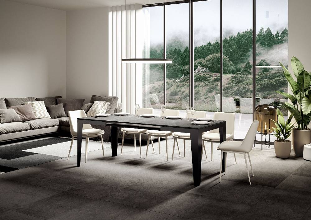 Itamoby Tavolo Flame Evolution Piano Cemento 90×180 Allungato 284 Telaio Antracite