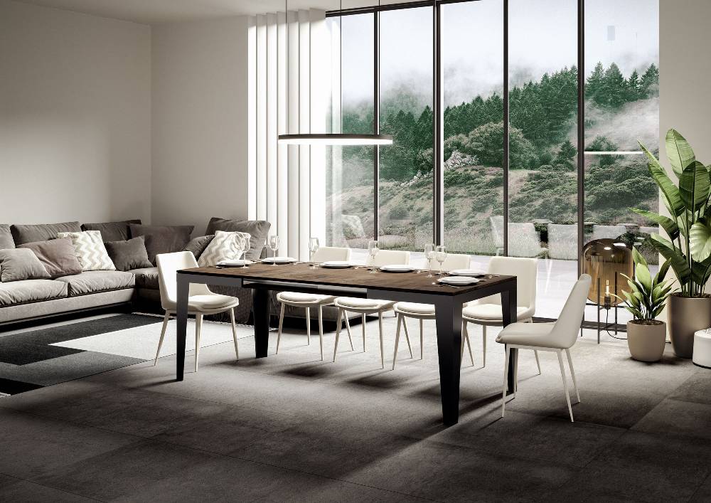 Itamoby Tavolo Flame Evolution Piano Noce 90×120 Telaio Allungato 224 Antracite