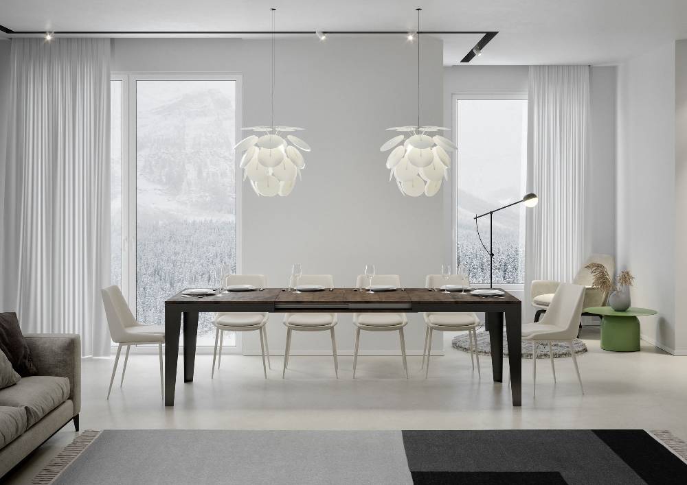 Itamoby Tavolo Flame Evolution Piano Noce 90×160 Allungato 420 Telaio Antracite