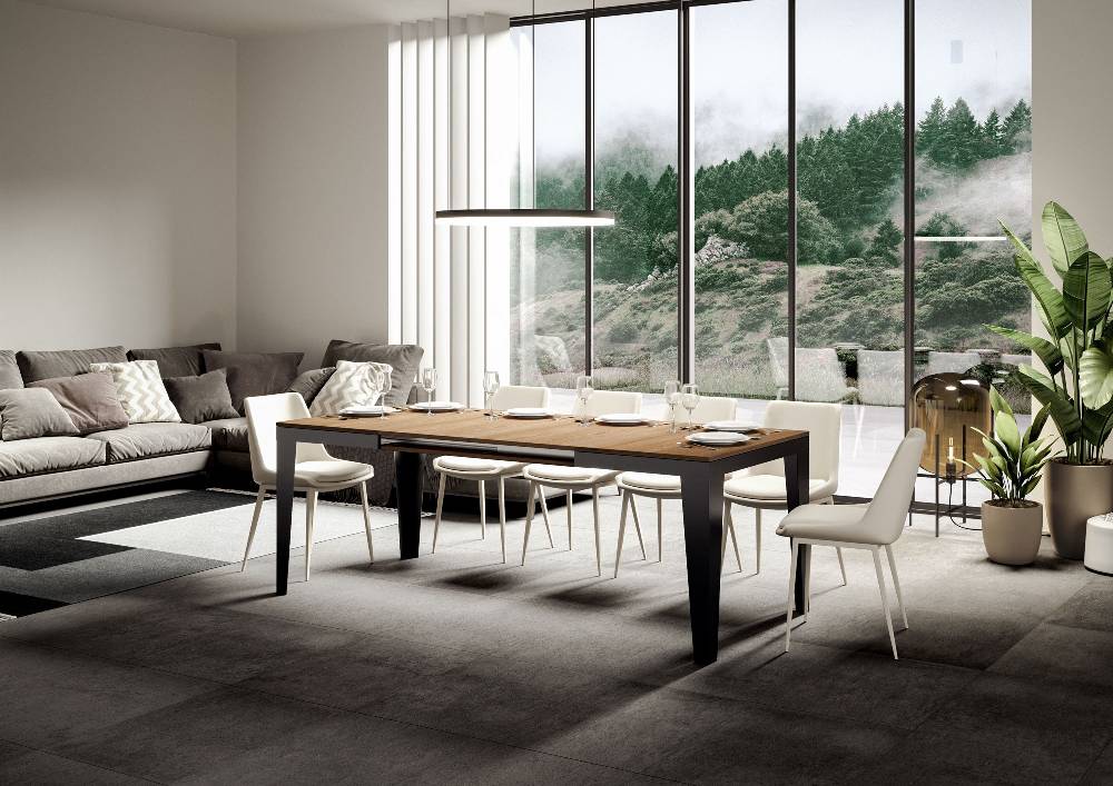 Itamoby Tavolo Flame Evolution Piano Quercia Natura 90×120 Allungato 224 Telaio Antracite