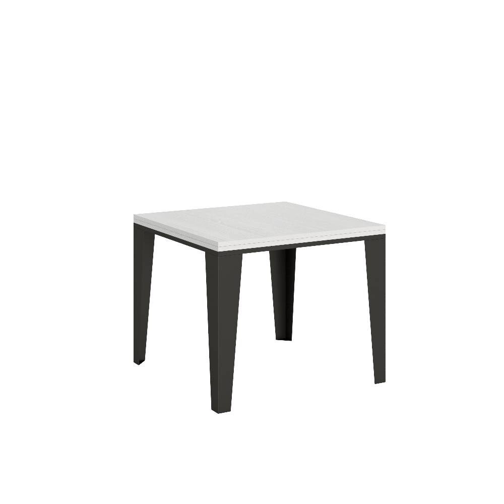 Itamoby Tavolo Flame Libra Bianco Frassino 90×90 Allungato 90×180 telaio e gambe Antracite
