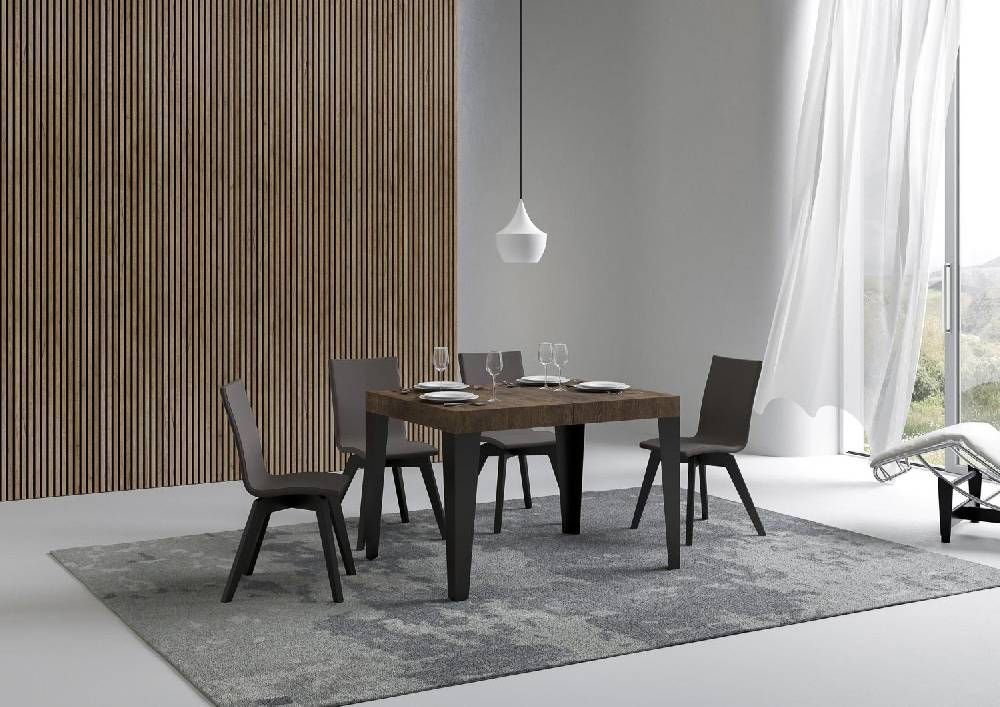 Itamoby Tavolo Flame Piano Noce Cm. 70×110 Telaio Allungabile Fino A 194 Antracite