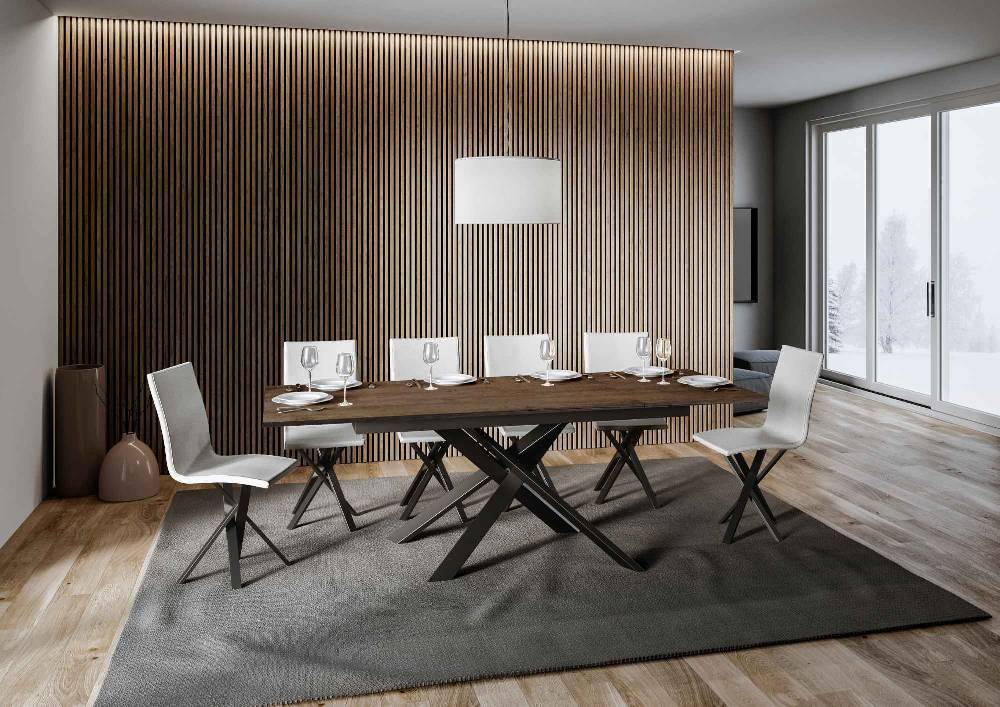 Itamoby Tavolo Ganty Piano Noce Bordo Noce 90×160 + 60 Telaio Antracite