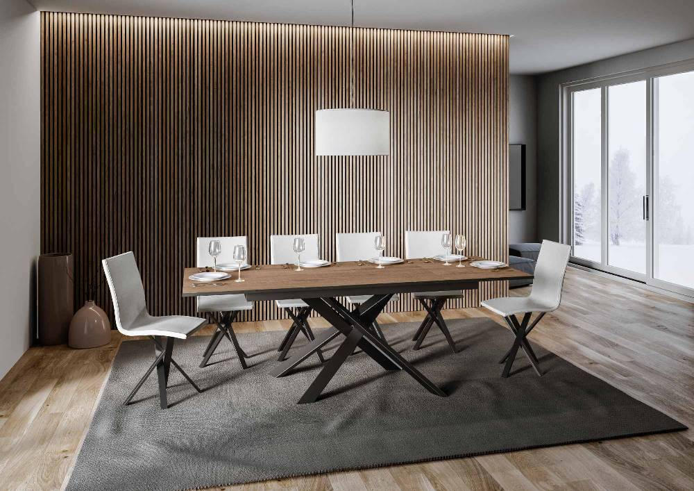 Itamoby Tavolo Ganty Piano Quercia Natura Bordo Antracite 90×160 + 60 Telaio Antracite