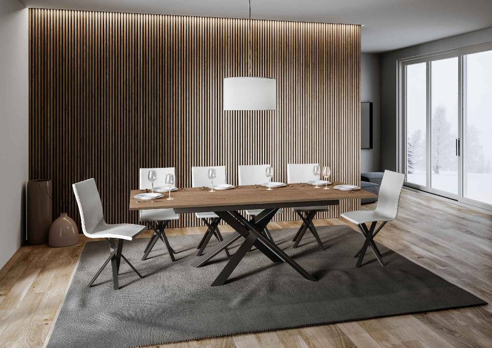 Itamoby Tavolo Ganty Piano Quercia Natura Bordo Quercia 90×160 + 60 Telaio Antracite