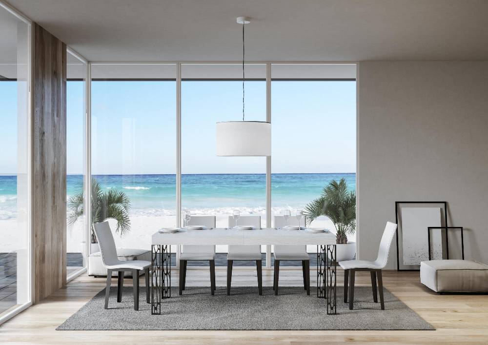 Itamoby Tavolo Ghibli Allungabile Piano Bianco Frassino 90×160 Allungato 264 Telaio Antracite