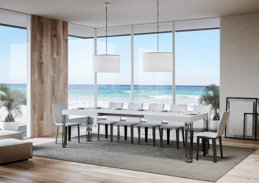 Itamoby Tavolo Ghibli Allungabile Piano Bianco Frassino 90×160 Allungato 264 Telaio Antracite