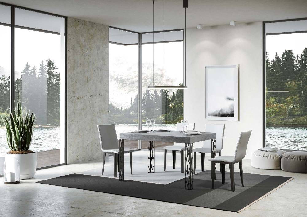 Itamoby Tavolo Ghibli Allungabile Piano Cemento 90×130 Allungato 234 Telaio Antracite