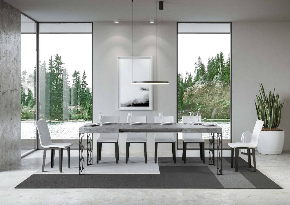 Itamoby Tavolo Ghibli Allungabile Piano Cemento 90×130 Allungato 234 Telaio Antracite