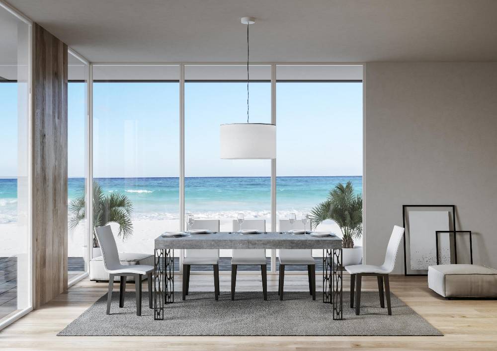 Itamoby Tavolo Ghibli Allungabile Piano Cemento 90×160 Allungato 264 Telaio Antracite