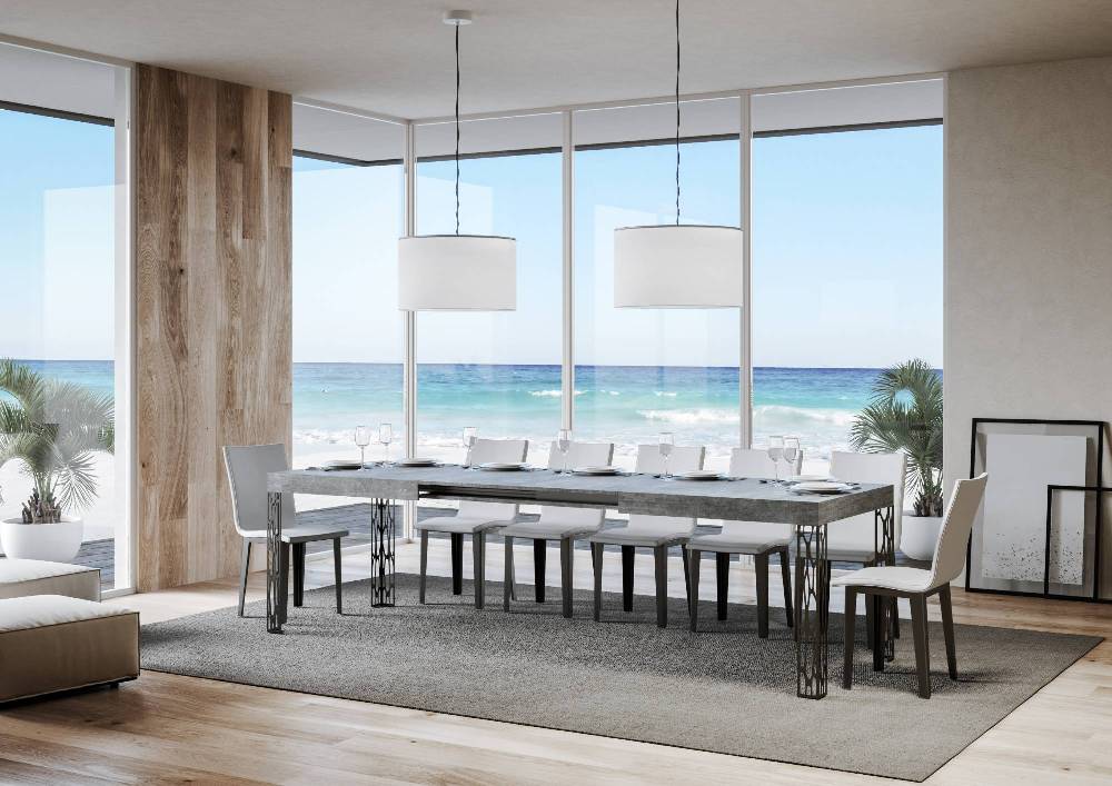 Itamoby Tavolo Ghibli Allungabile Piano Cemento 90×180 Allungato 284 Telaio Antracite