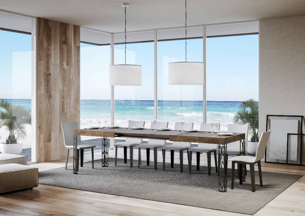 Itamoby Tavolo Ghibli Allungabile Piano Noce 90×160 Allungato 264 Telaio Antracite