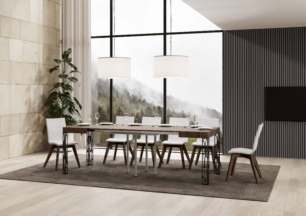 Itamoby Tavolo Ghibli Allungabile Piano Noce 90×90 Allungato 246 Telaio Antracite