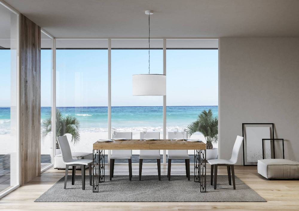 Itamoby Tavolo Ghibli Allungabile Piano Quercia Natura 90×160 Allungato 264 Telaio Antracite