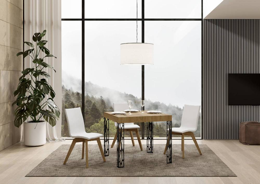 Itamoby Tavolo Ghibli Allungabile Piano Quercia Natura 90×90 Allungato 246 Telaio Antracite