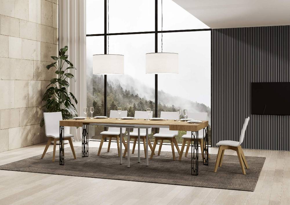 Itamoby Tavolo Ghibli Allungabile Piano Quercia Natura 90×90 Allungato 246 Telaio Antracite