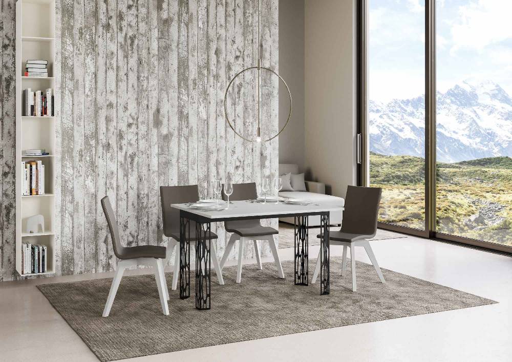 Itamoby Tavolo Ghibli Double Bianco Frassino 120×45 Aperto/Allungato 120×90/200×90 Gambe/telaio Antracite