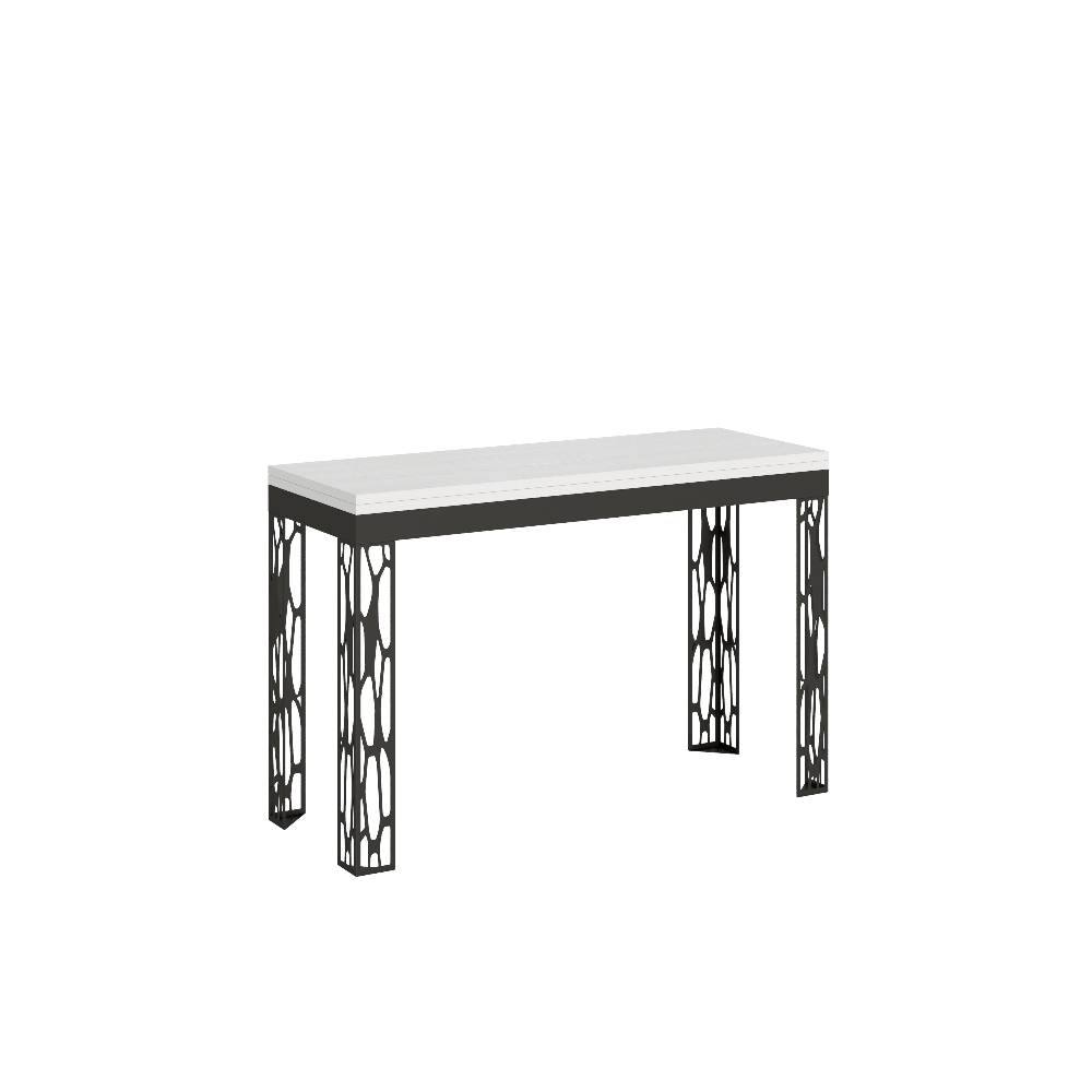 Itamoby Tavolo Ghibli Double Bianco Frassino 120×45 Aperto/Allungato 120×90/200×90 Gambe/telaio Antracite