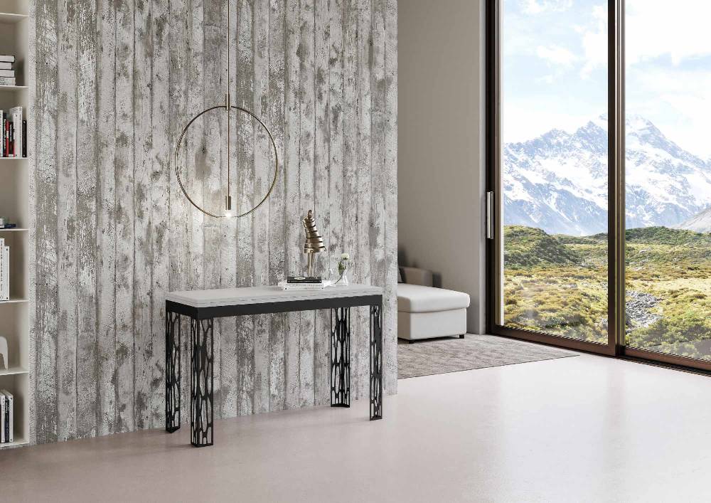 Itamoby Tavolo Ghibli Double Bianco Frassino 120×45 Aperto 120×90 Gambe/telaio Antracite