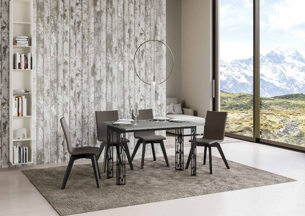 Itamoby Tavolo Ghibli Double Cemento 120×45 Aperto 120×90 Gambe/telaio Antracite