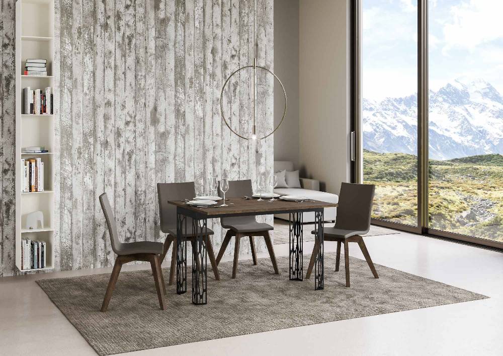 Itamoby Tavolo Ghibli Double Noce 120×45 Aperto/Allungato 120×90/200×90 Gambe/telaio Antracite