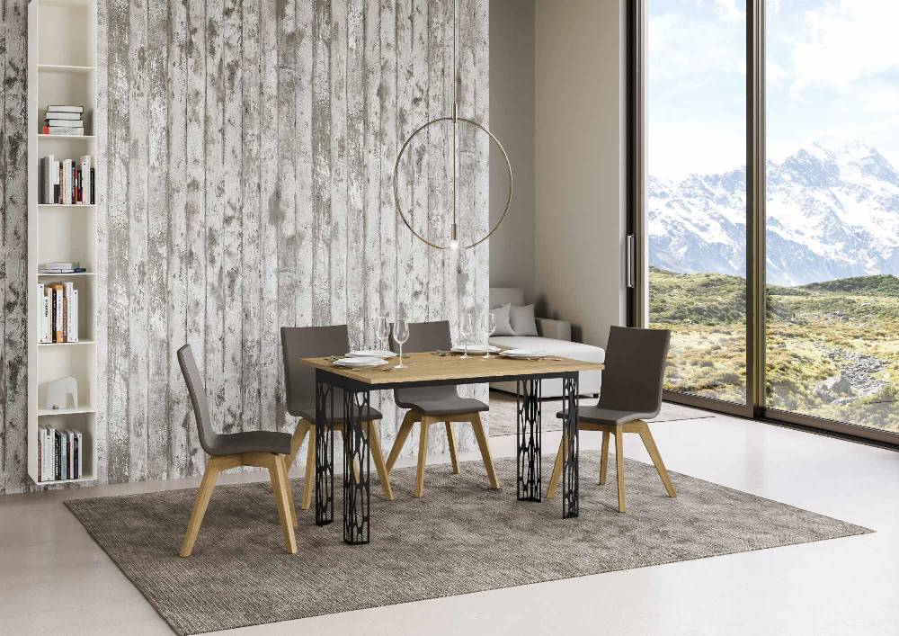 Itamoby Tavolo Ghibli Double Quercia Natura 120×45 Aperto/Allungato 120×90/200×90 Gambe/telaio Antracite