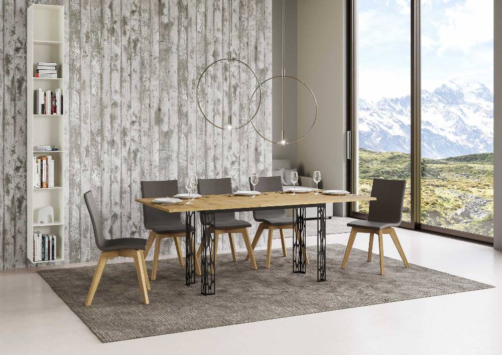 Itamoby Tavolo Ghibli Double Quercia Natura 120×45 Aperto/Allungato 120×90/200×90 Gambe/telaio Antracite