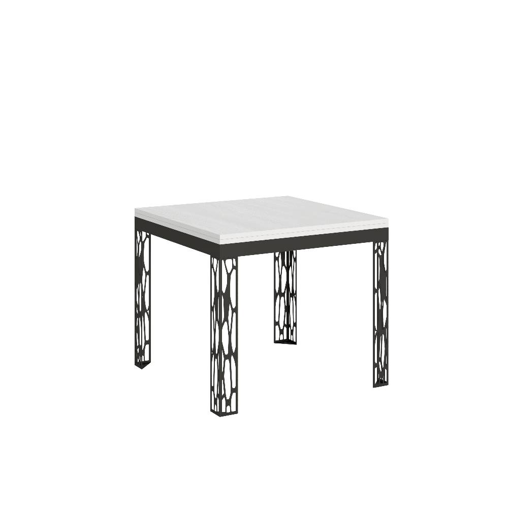 Itamoby Tavolo Ghibli Libra Bianco Frassino 90×90 allungato 90×180 telaio Antracite