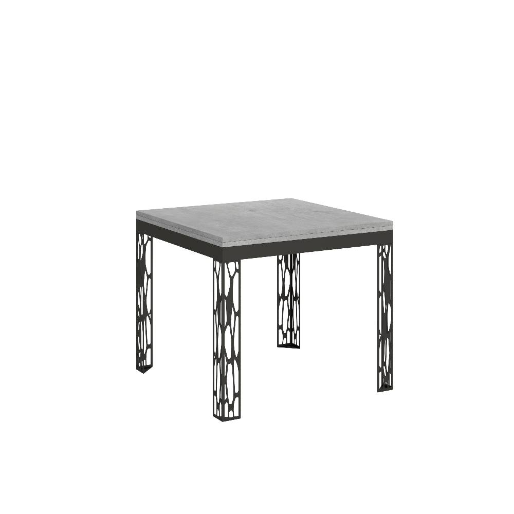 Itamoby Tavolo Ghibli Libra Cemento 90×90 allungato 90×180 telaio Antracite