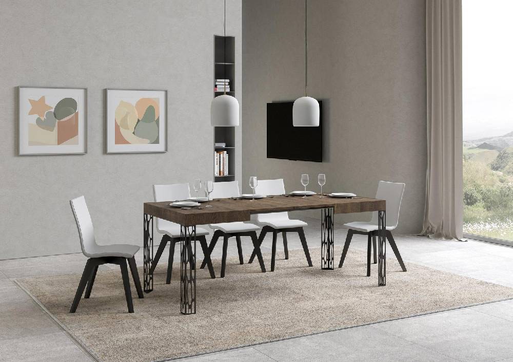 Itamoby Tavolo Ghibli Piano Noce Cm. 80×120 Allungabile Fino A 204 Telaio Antracite