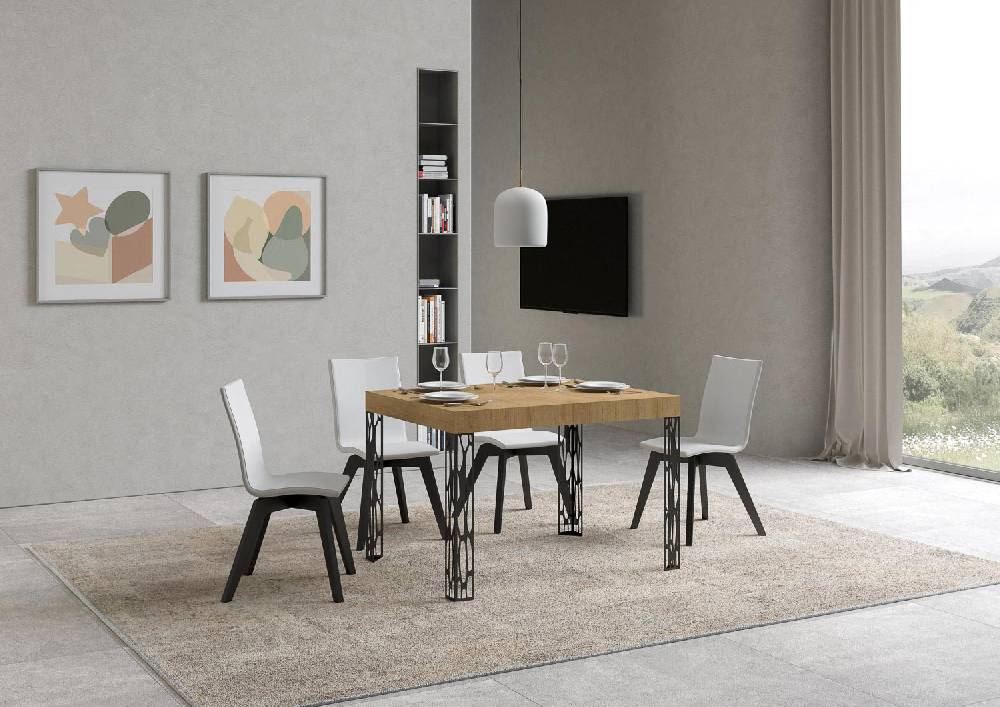 Itamoby Tavolo Ghibli Piano Quercia Natura Cm. 70×110 Allungabile Fin A 194 Telaio Antracite