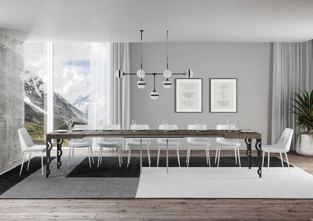 Itamoby Tavolo Karamay Allungabile Piano Noce 90×160 Allungato 420 Telaio Antracite