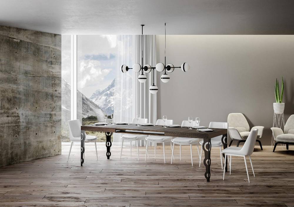 Itamoby Tavolo Karamay Allungabile Piano Noce 90×180 Allungato 440 Telaio Antracite