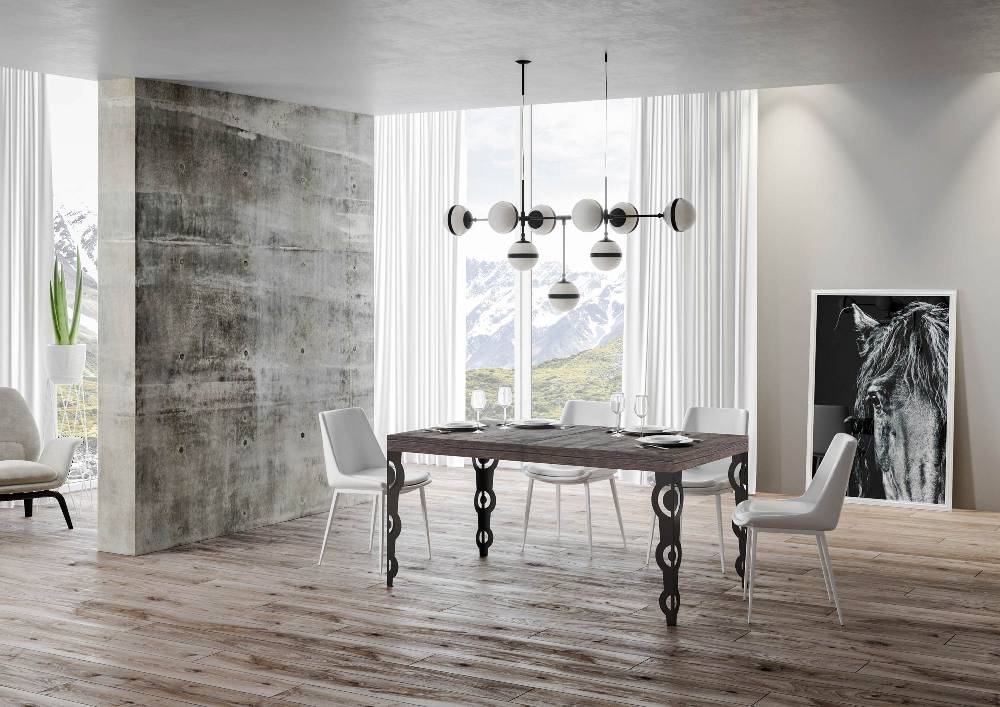 Itamoby Tavolo Karamay Allungabile Piano Noce 90×180 Allungato 284 Telaio Antracite