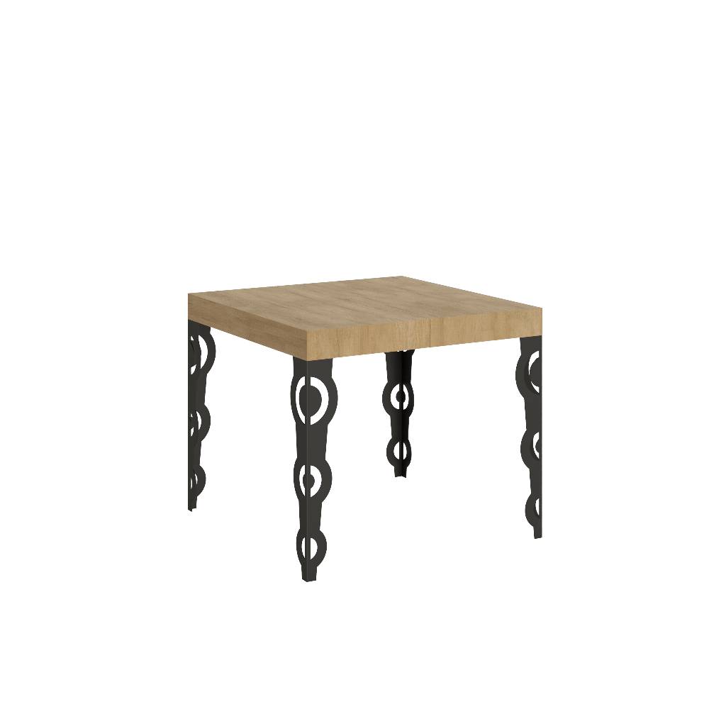 Itamoby Tavolo Karamay Allungabile piano Quercia Natura 90×90 Allungato 246 telaio Antracite