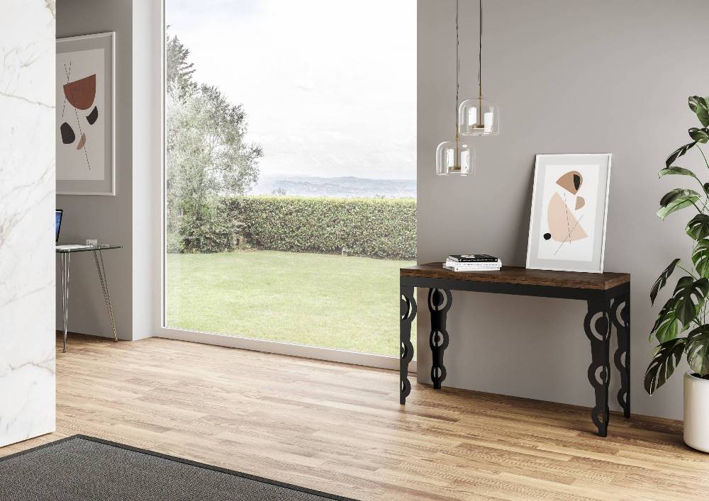 Itamoby Tavolo Karamay Double Noce 120×45 Aperto/Allungato 120×90/200×90 Gambe/telaio Antracite