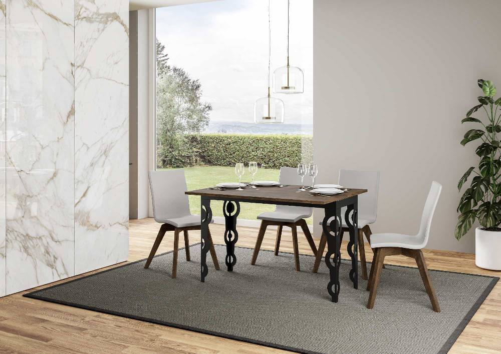 Itamoby Tavolo Karamay Double Noce 120×45 Aperto/Allungato 120×90/200×90 Gambe/telaio Antracite