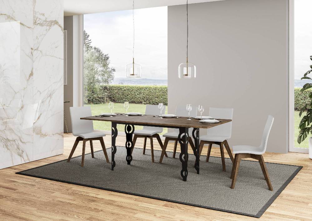 Itamoby Tavolo Karamay Double Noce 120×45 Aperto/Allungato 120×90/200×90 Gambe/telaio Antracite