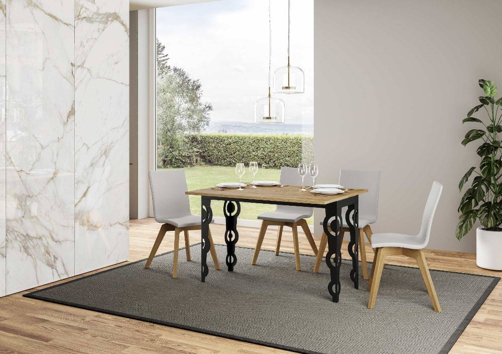 Itamoby Tavolo Karamay Double Quercia Natura 120×45 Allungato 120×90 Gambe/telaio Antracite