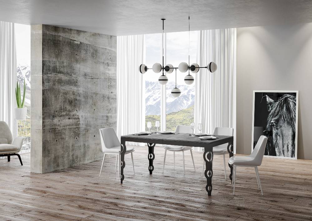 Itamoby Tavolo Karamay Evolution Piano Cemento 90×120 Allungato 380 Telaio Antracite