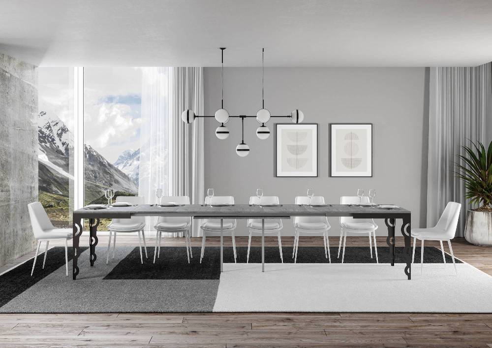 Itamoby Tavolo Karamay Evolution Piano Cemento 90×120 Allungato 380 Telaio Antracite