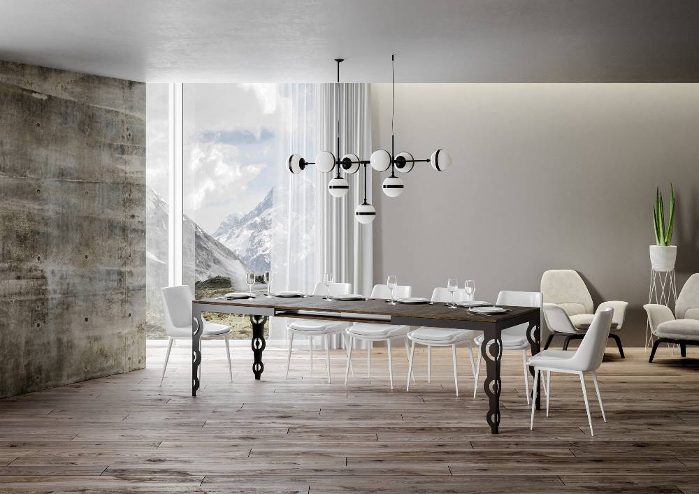 Itamoby Tavolo Karamay Evolution Piano Noce 90×180 Allungato 440 Telaio Antracite