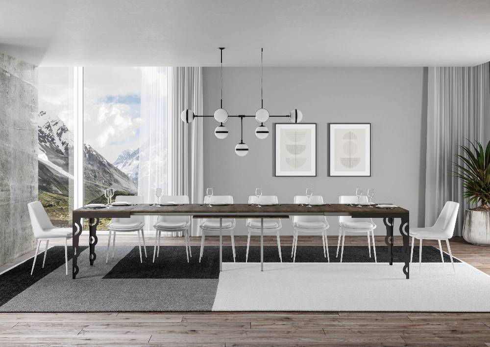 Itamoby Tavolo Karamay Evolution Piano Noce 90×180 Allungato 440 Telaio Antracite