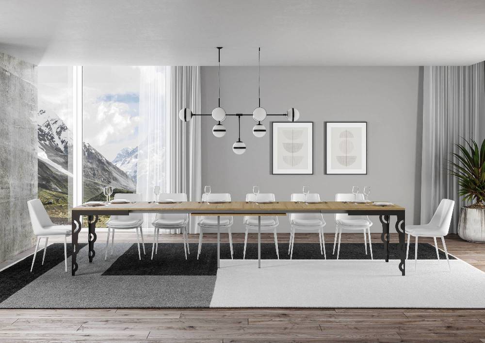 Itamoby Tavolo Karamay Evolution Piano Quercia Natura 90×120 Allungato 380 Telaio Antracite